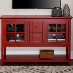 Wood and Glass Buffet - Antique Red