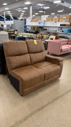 Brown Faux Leather Reclining Loveseat