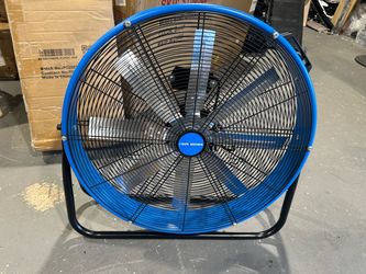 KEN BROWN 24 Inch Industrial Drum Fan, 9500 CFM, 3-Speed, 360° Tilt, Heavy Duty High Velocity for Shop Gym Garage Commercial Use, Blue