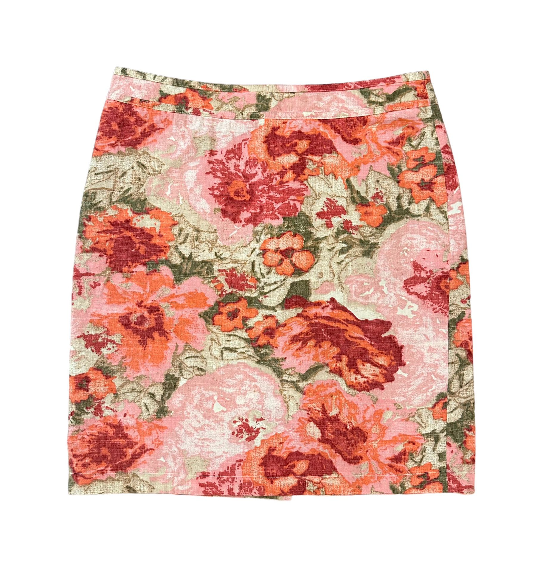 Talbots Watercolor Pink Floral Pencil Skirt Women’s Size Petite Large Zip Back