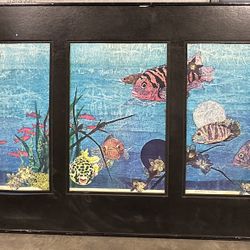 Framed Triptych Fish Wall Art – Underwater Theme