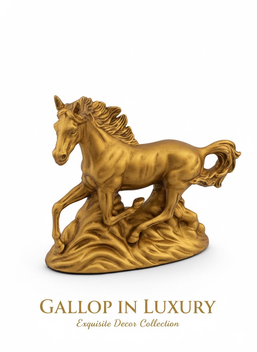 Vintage Gold Horse Figurine – Majestic Stallion Statue (Please read description)