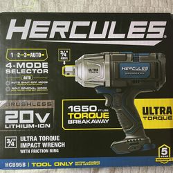 HERCULES 20V Brushless Cordless, 3/4 in. Ultra Torque Impact Wrench with Friction Ring - Tool Only