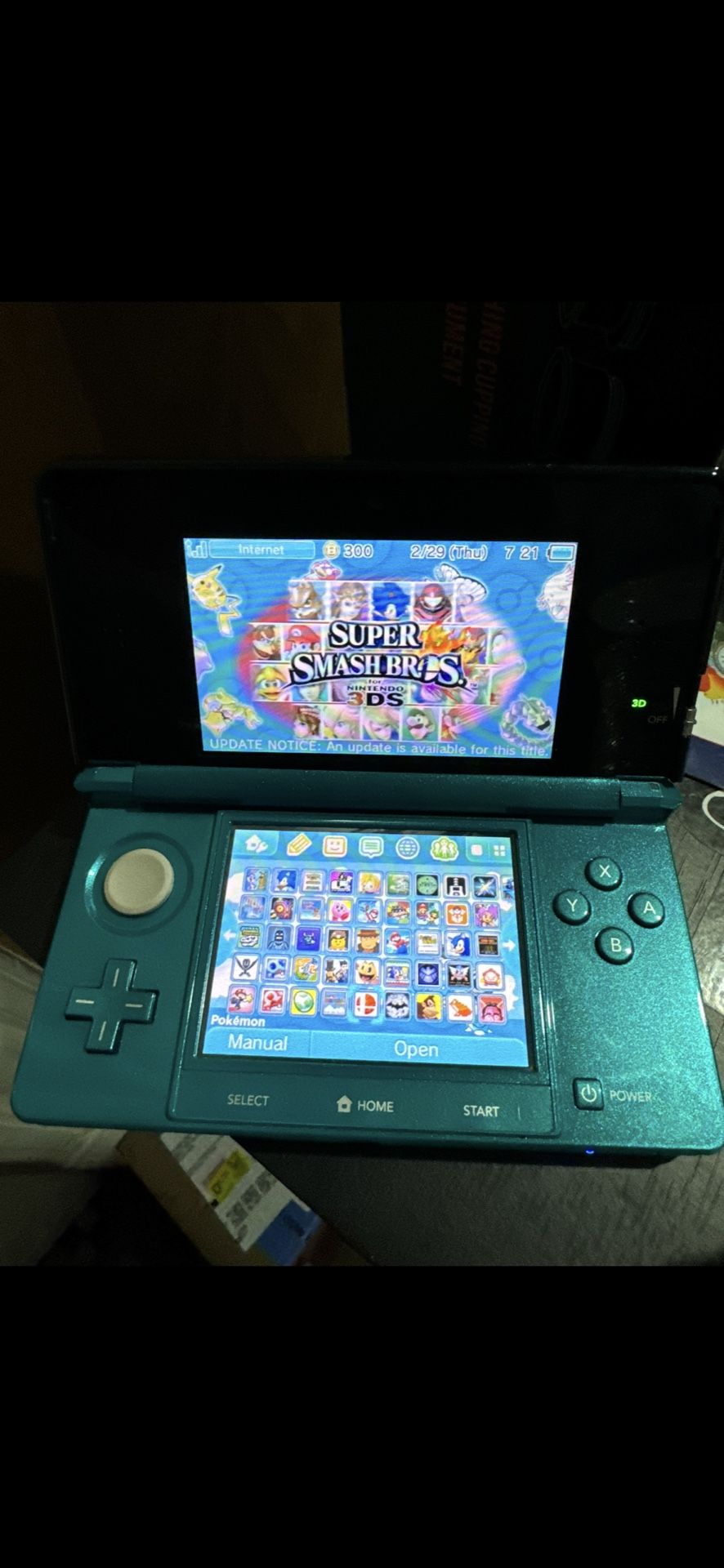 Aqua Blue Nintendo 3ds 128gb