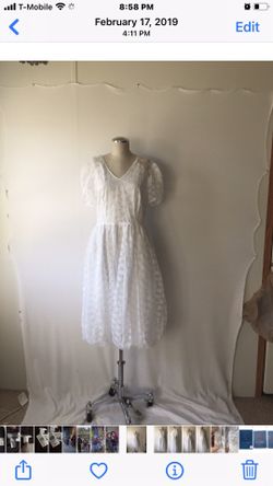 Vintage White Lace Net Dress Size 14