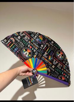 Disney Rainbow Love Mickey Folding Hand Fan Large