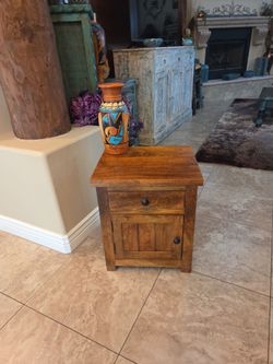 Solid wood side table