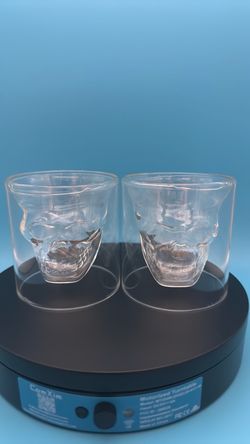 NWOB 2 Whisky Bourbon Skull Double Wall Glass
