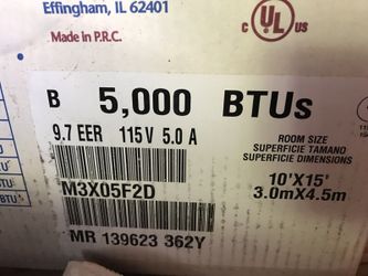 Window air conditioner 5000 btu may tag