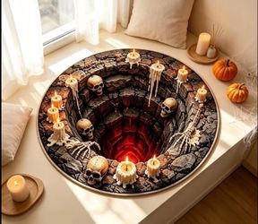 3D Halloween Skull Pit Round Area Rug