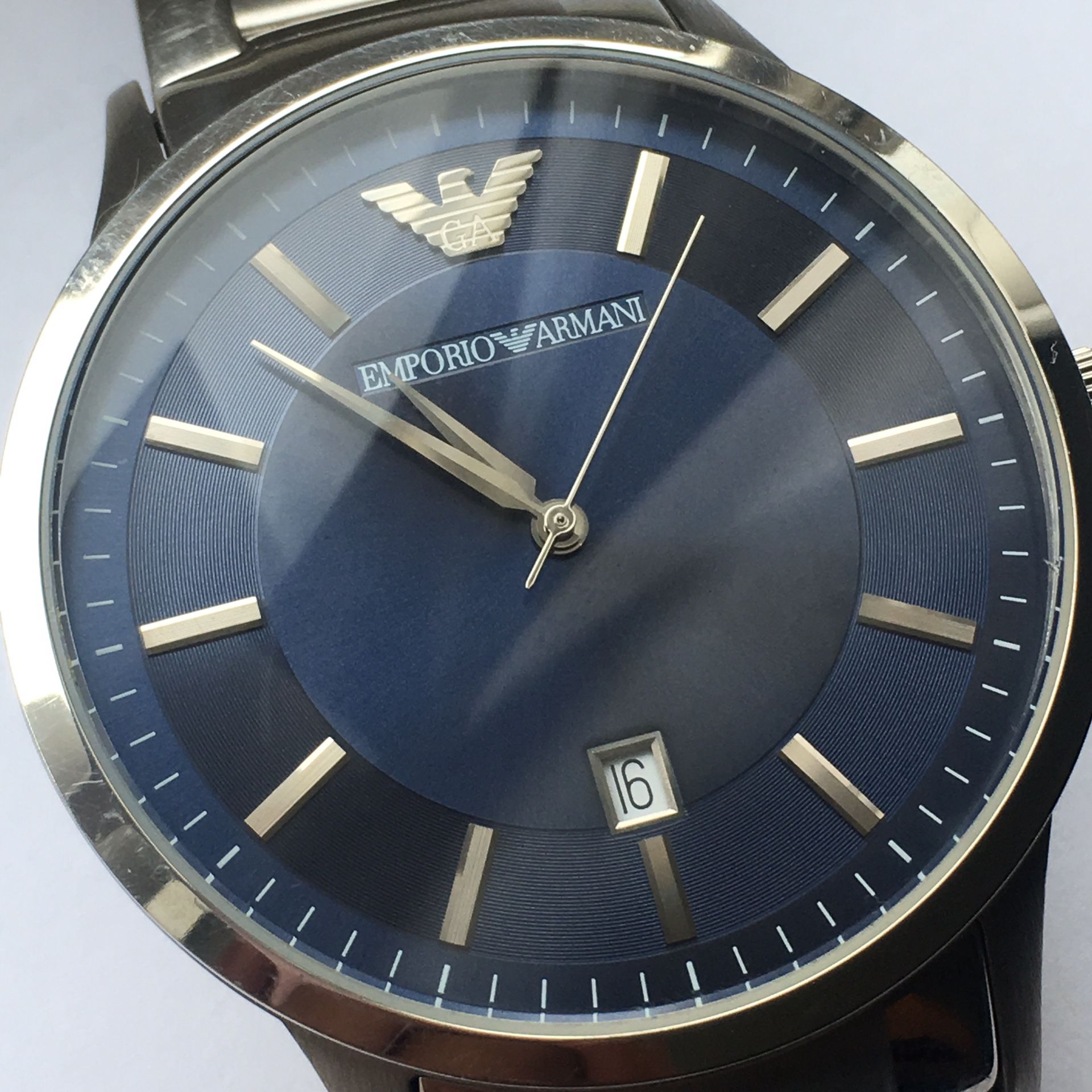 Emporio Armani Men's Renato Watch, 43mm, Silver/Blue, One Size