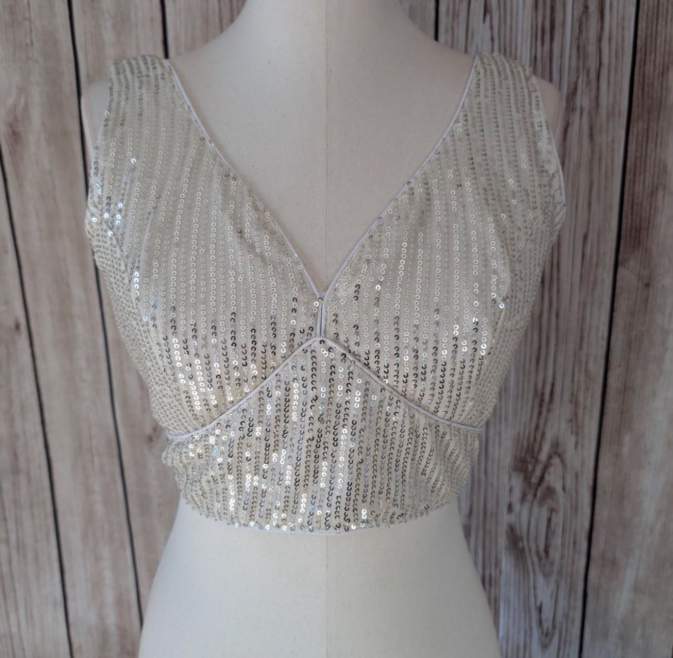 Wedding Wear, Indian wedding, Pakistani wedding Party Wear, Guest of Wedding, SHIMMER SILVER TOP SIZE LARGE 