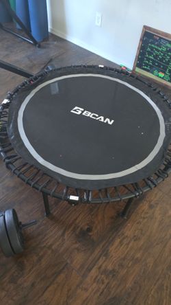 48" Fitness Trampoline with Bungees, 550LBS Foldable Mini Trampoline