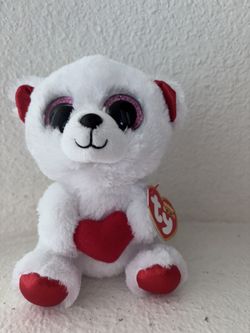 Ty White Bear Holding A Heart