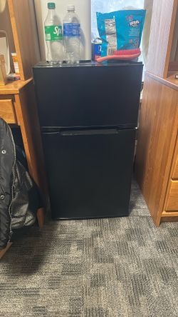 Black mini fridge
