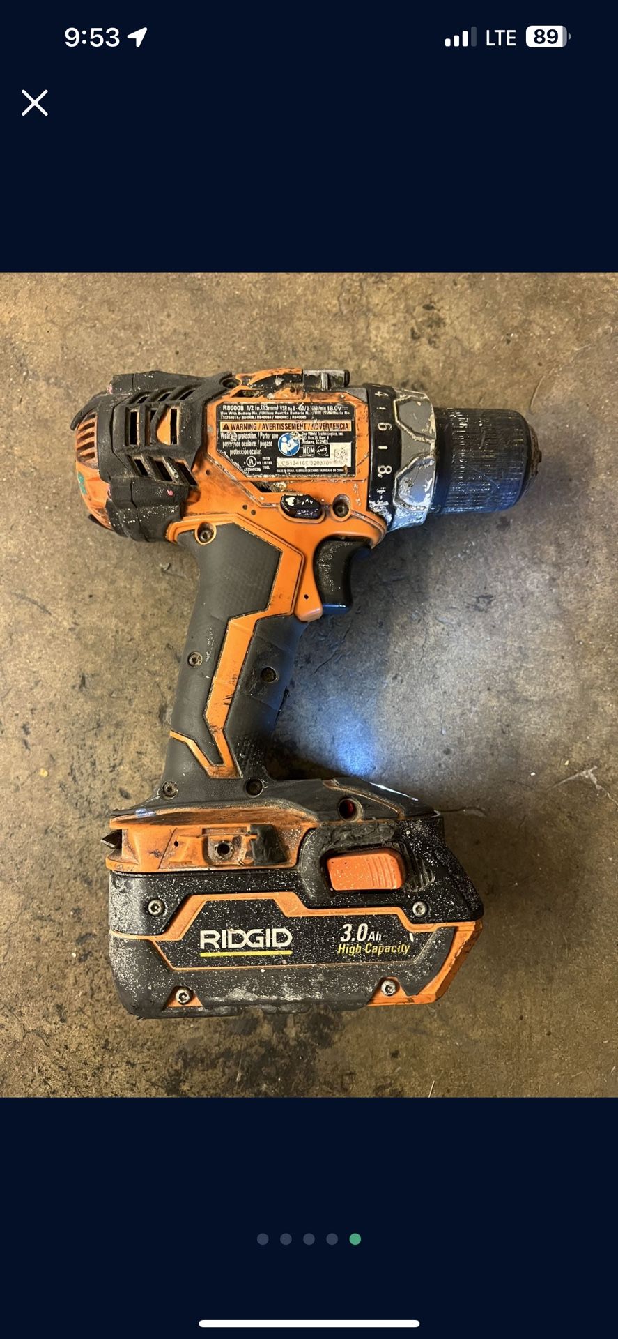 Ridgid Fuego R86008 18V Lithium Ion 1650 RPM Cordless Compact 2 Speed