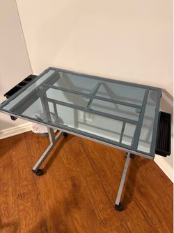Glass top adjustable drafting desk