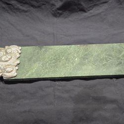 Metal Bunnies And Green Stone Serving Tray