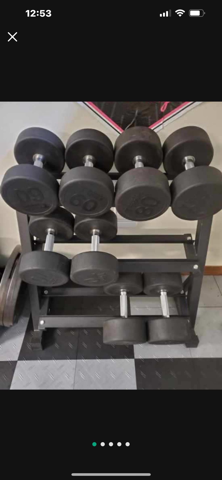 Body Solid Premium Round Rubber Dumbbells + Rack – Full Set
