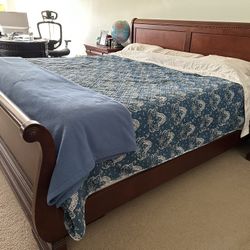 Very Nice Cherry Bedroom Set (2 nightstands, king sleigh bed, and armoire) *mattress not included*