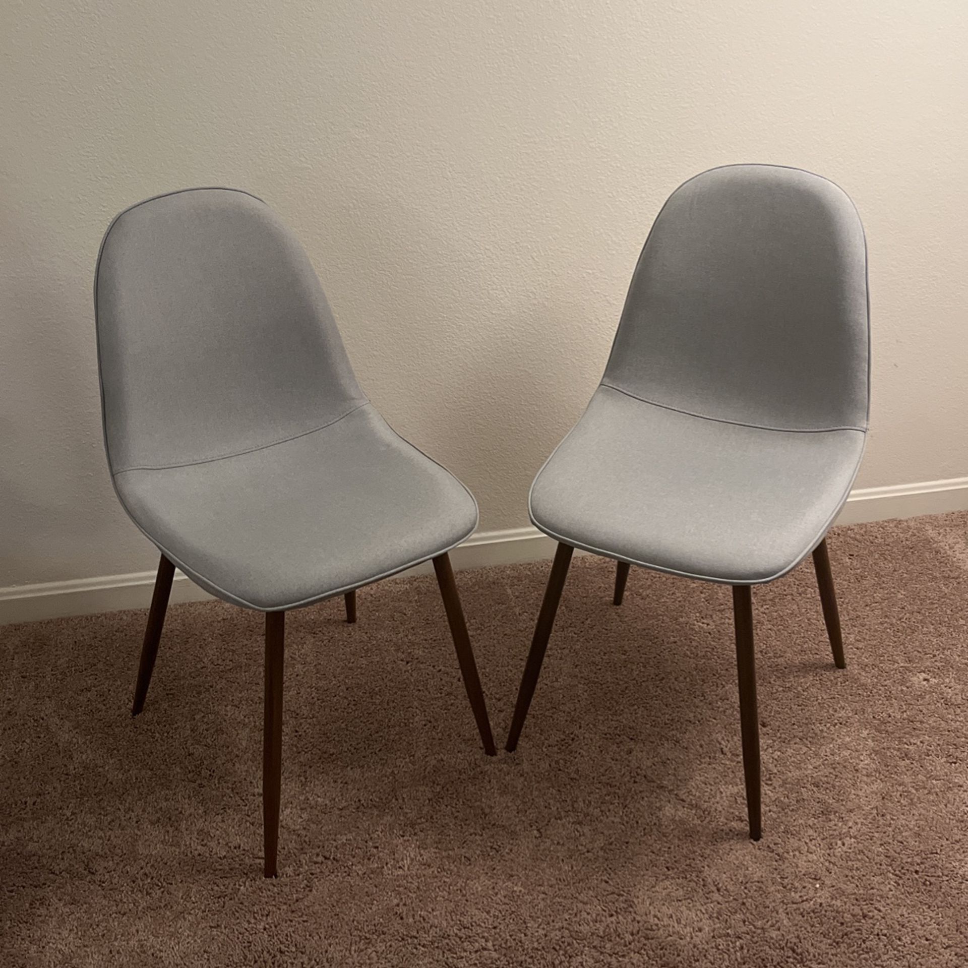 2pc Upholstered Dining Chairs In Light Gray