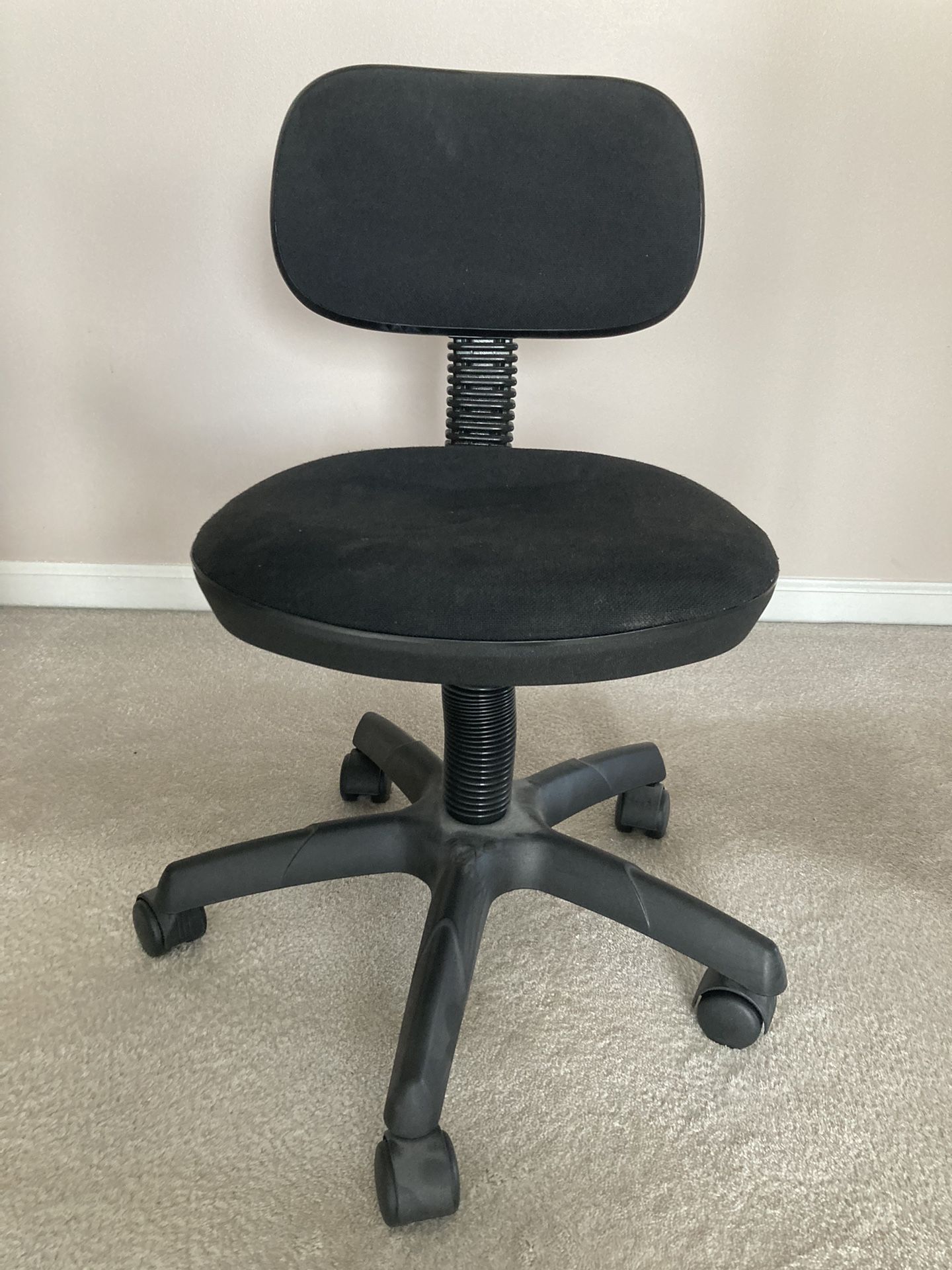 Rolling Desk Chair - Small, Back Seat Height 27 1/2”, Seat Height 16” - Color Black