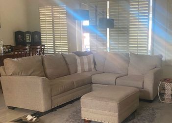Small sectional & storage ottoman