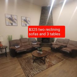 Reclining Sofas $325 Includes Set Of Beautiful Tables SILLONES Y MESAS LIMPIAS BONITAS Y BARATAS Non Smoking, No Pets Home