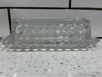 Fostoria American Clear Glass Cubist Butter Dish