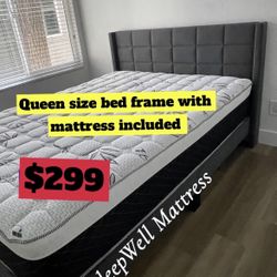 Queen Size Bed Frame With Pillow Top Mattress Included 