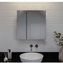 Croydex 24 in. W x 26 in. H Aluminum Recessed or Surface-Mount Bathroom Medicine Cabinet with Easy Hang System =Pal-482