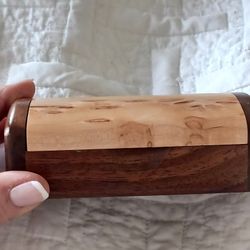 Beautiful Carved Signed Wood Trinket/ Business Cards Box