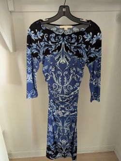 Women's Boston Proper Black/Blue 3/4 Sleeve Dress size 2