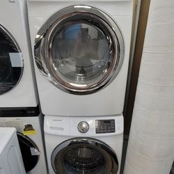 Samsung Front Loading Washer And Stackable Gas Dryer Set 