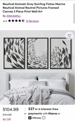 Set of 3 Black Framed Canvas Wall Art – Excellent Condition