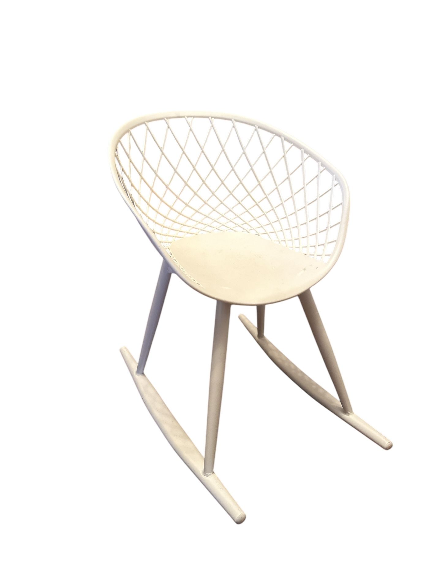 Kids Jamesdar Kurv Rocker Mini Rocking Chair White Metal MCM Indoor Outdoor Nursery Toddler
