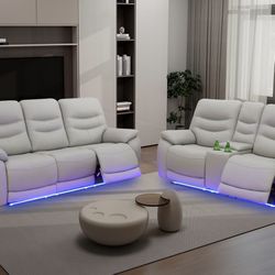 💥FREE DELIVERY💥Brand New POWER, LED, USB  2PC Reclining Sofa Loveseat Set 