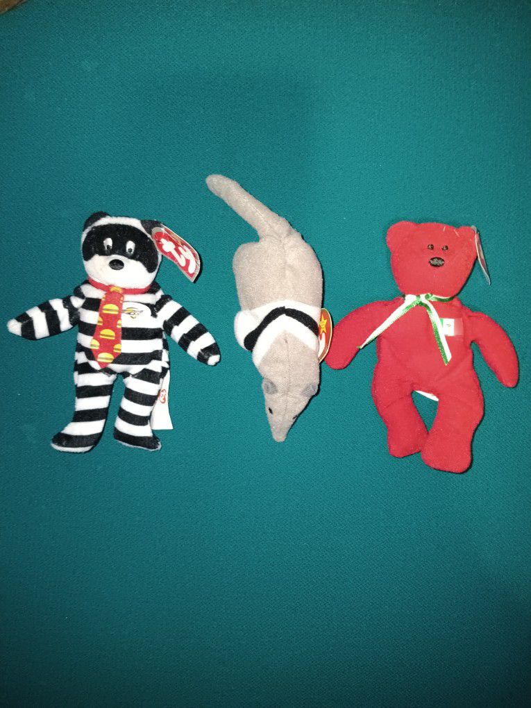 Beanie Babies McDonald's "Hamburgler The Bear""Antsy The Anteater""Osito The Bear"