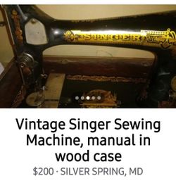 Vintage Singer Sewing Machine and wood cabnet