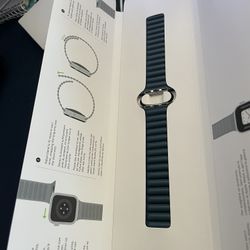 Baltic Blue Apple Watch Leather Link Band 