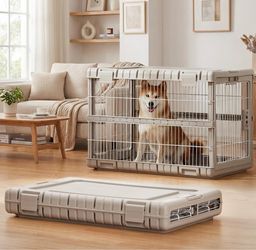 Foldable Dog Crate with Plastic Frame