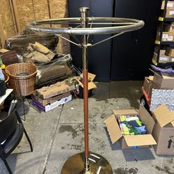 Vintage Wood And Brass Clothes Hanger