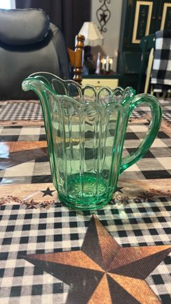 Art deco 1930s uranium glass water, pitcher