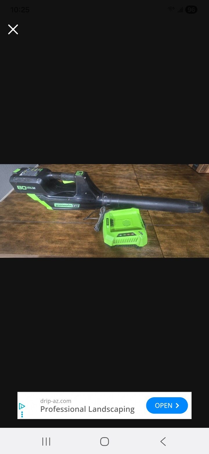 Greeworks Pro 80v Leaf Blower. Commercial Grade. 800cfm. 200mph