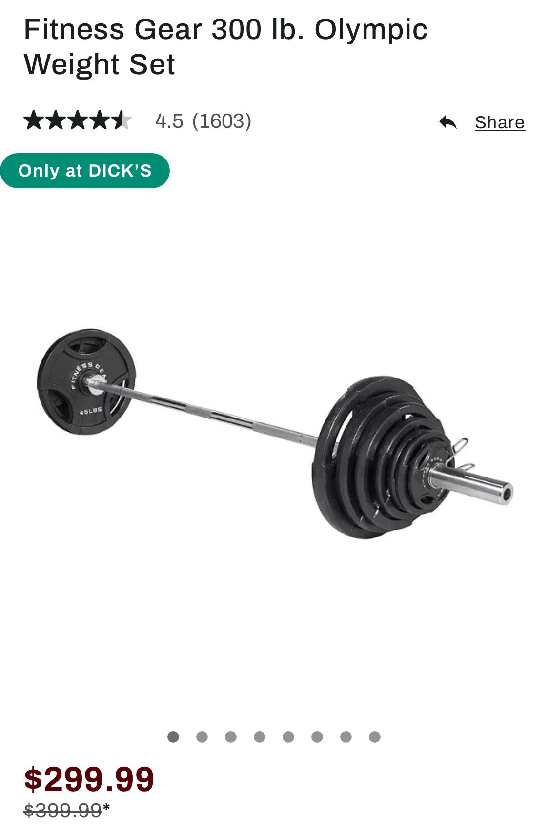 Fitness Gear 300 lb. Olympic Weight Set