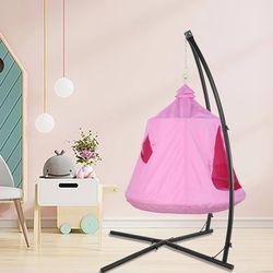 Christmas Gift  X-Shaped Hanging Tree Tent w/Swing Chair,Hammock Chair Stand Canopy w/Steel Frame,Indoor Outdoor Egg Basket Patio Seat w/Adjustable So