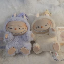 Lot of 2 labubu have a seat Zizi And Sisi Plush Toy Keychain 