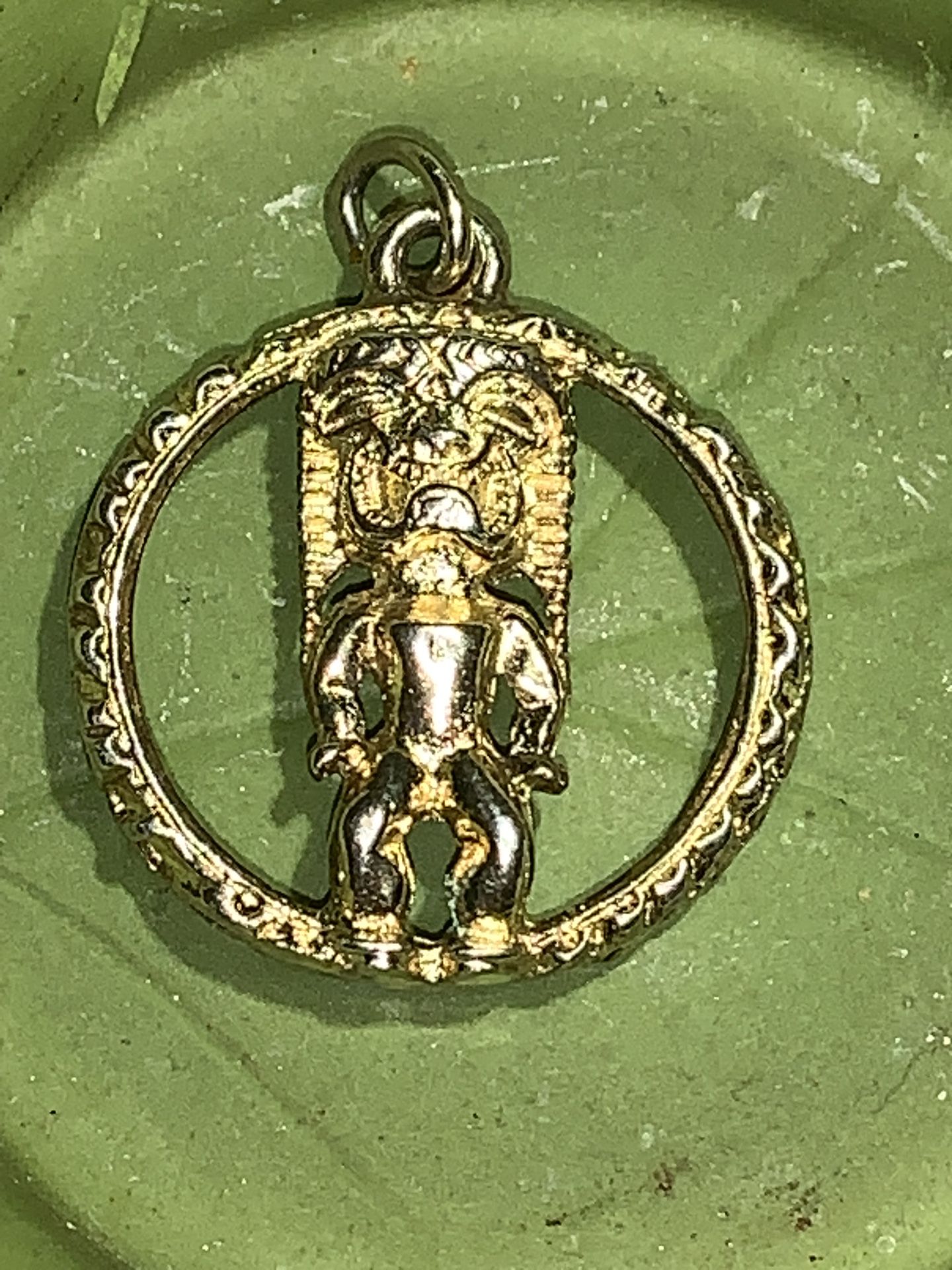 Vintage 14k gold Tiki god Ku pendant