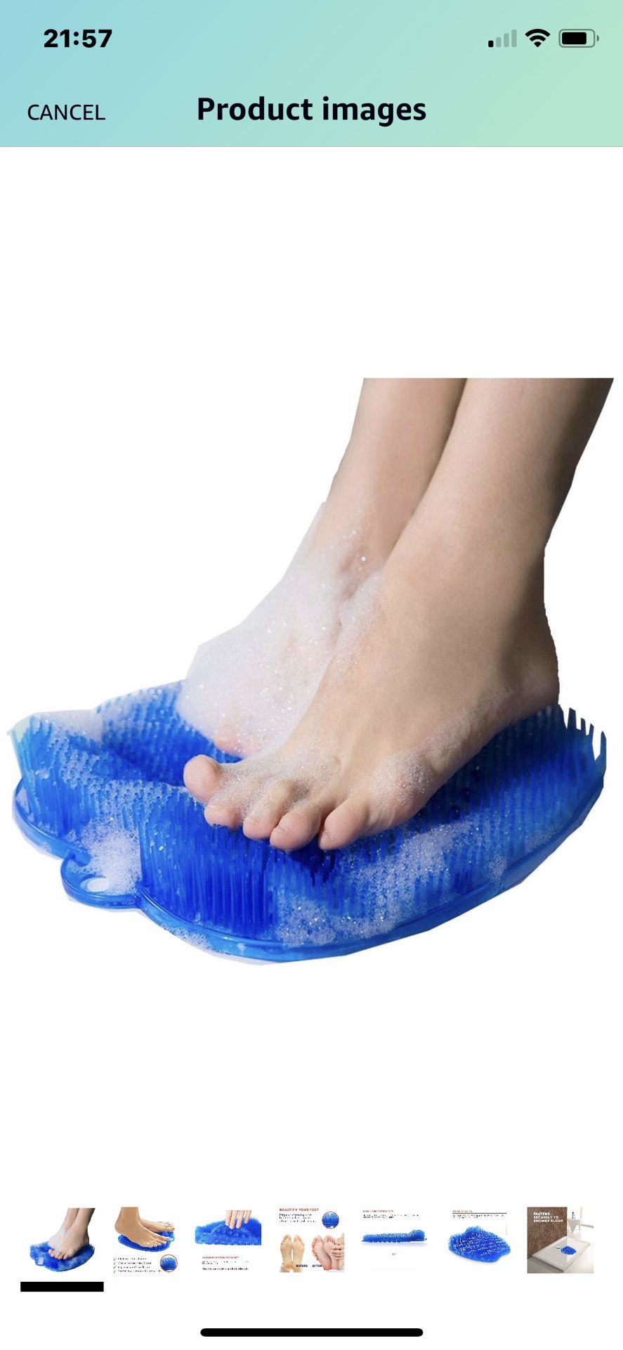 Shower Foot Scrubber - Feet Cleaner with Non Slip Suction Cups Massage Mat Improve Circulation Relieve Tired and Pain Blue