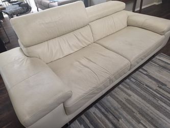 Modern Off-White Leather Sofa